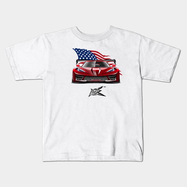 corvette c8 stingray widebody red Kids T-Shirt by naquash